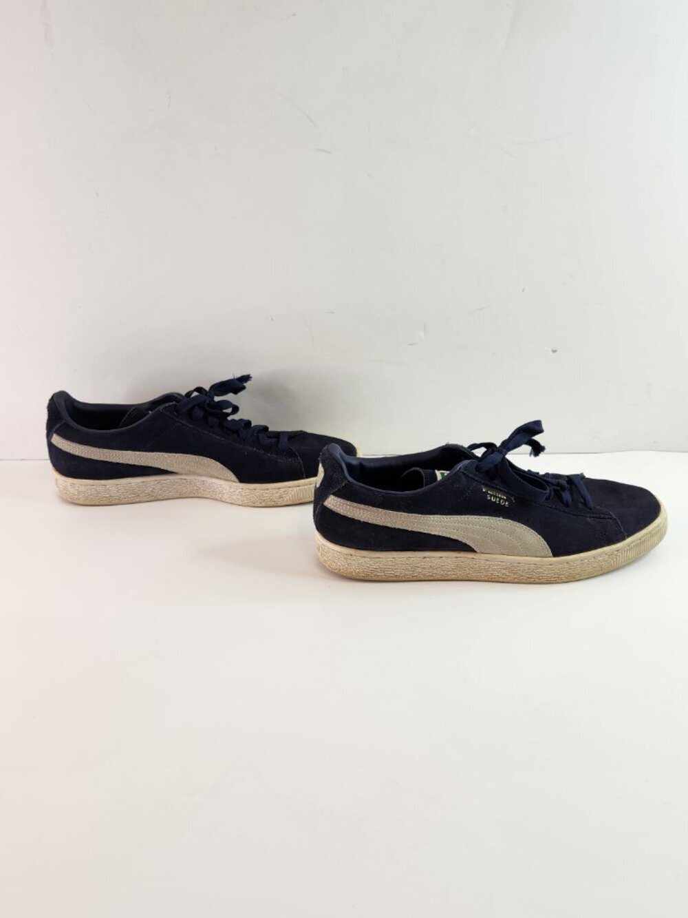 Puma Blue Suede Shoes Mens Size 10 Sneakers Gold Logo - Picture 4 of 9
